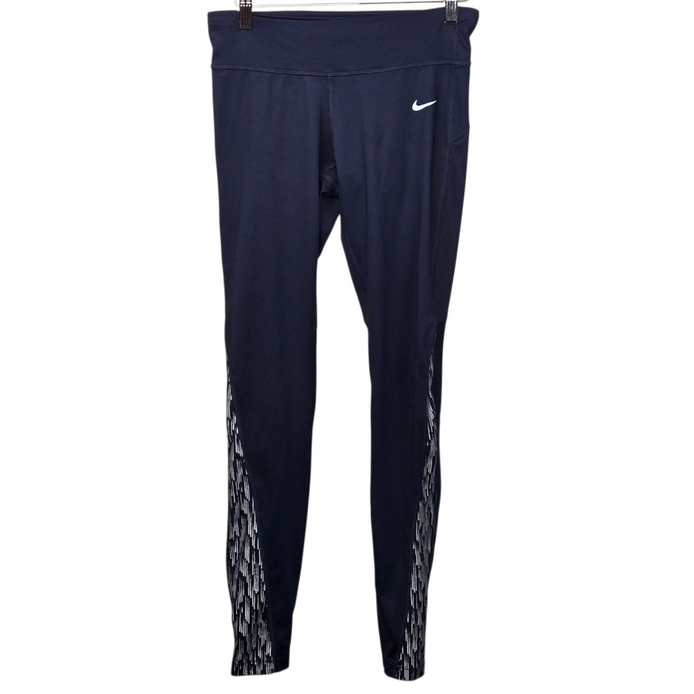 Nike Dri-FIT Navy‎ Blue Athletic Leggings Reflective Ankle Womens Medium